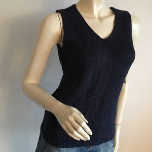 Adrienne Vittadini shimmery navy v-neck sweater vest